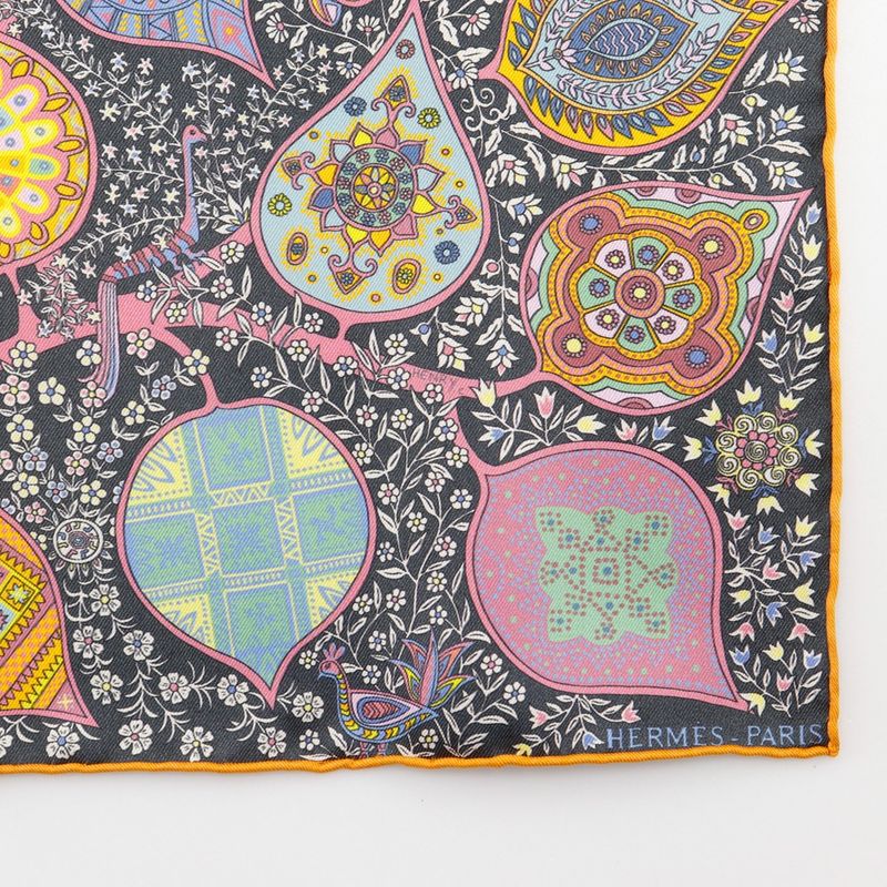 Hermes Gavroche 45 L'arbre De Vie Tree Of Life Silk Black/multicolor Women's