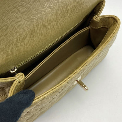 Chanel Matelasse Coco Handle XS Handbag A92990 Olive Caviar Skin Chain