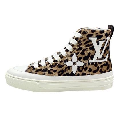 Louis Vuitton Stellar Line Sneakers Shoes Harako Leather Brown White Unused