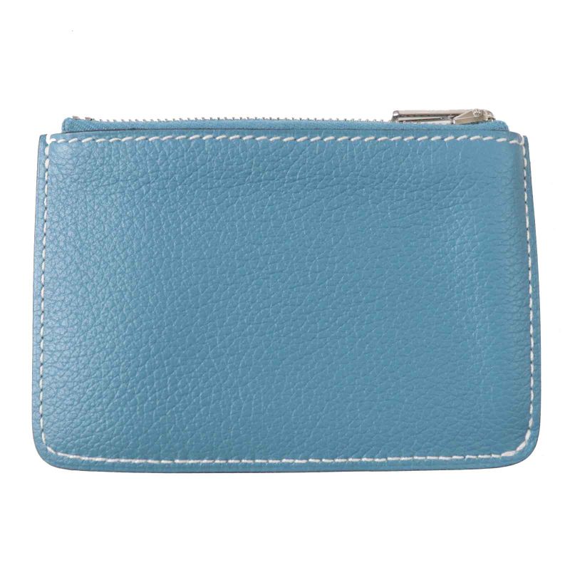 Hermes Constance Slim Verso Silver Hardware Evercolor Coin Case Sun New Blue