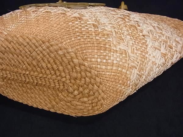 Loewe Anagram Straw X Leather Basket Bag Handbag Tote Women Beige Ft0538