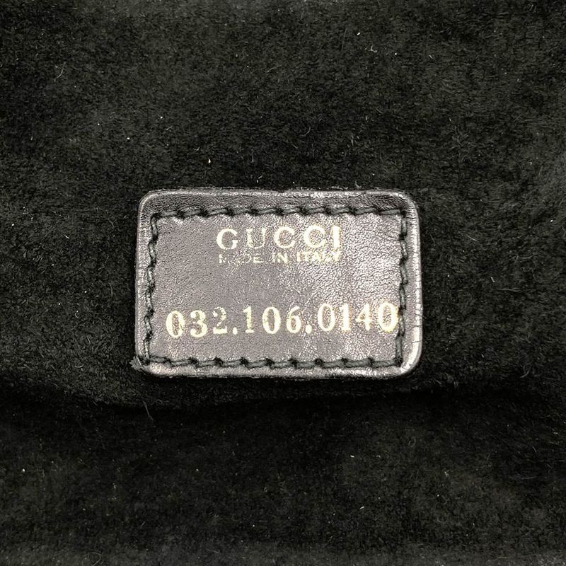 Gucci 032 106 0140 Vanity Bag Pouch Horsebit Black Suede Leather Fashion Women