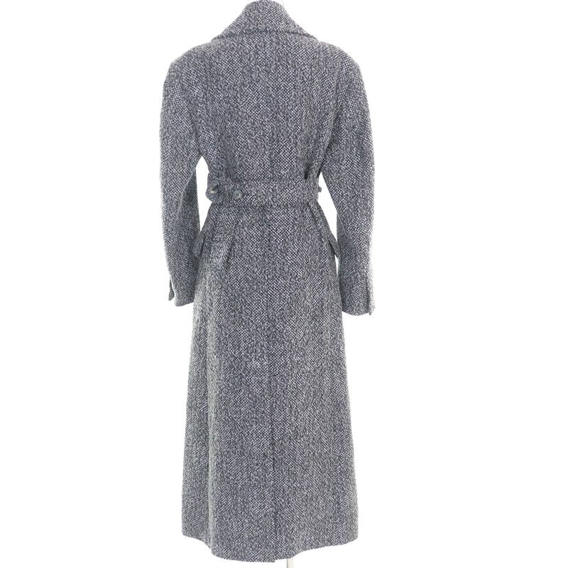 Celine 2 8W82 253C Phoebe Period Double Breasted Tweed Long Coat Greyish 34