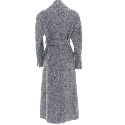 Celine 2 8W82 253C Phoebe Period Double Breasted Tweed Long Coat Greyish 34