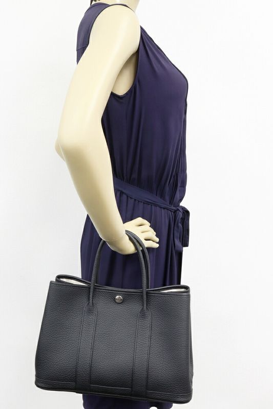Hermes Tote Handbag Garden Party 30 TPM Negonda Black Silver Hardware