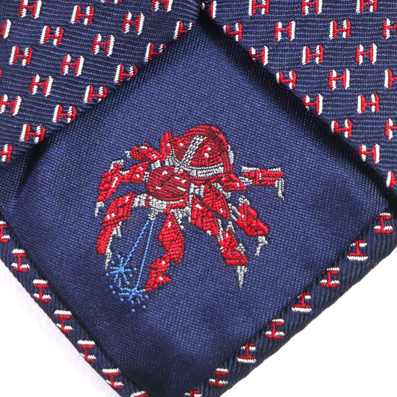  Hermes 339320t H Flamboyant Web 100% Silk Marine/rouge/blanc Spider Tie With