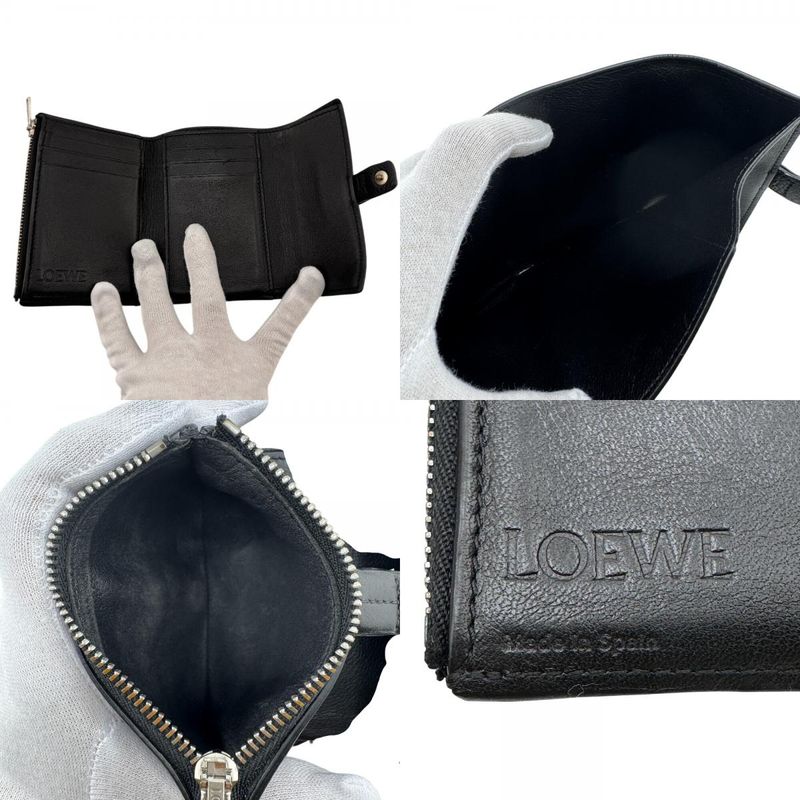 Loewe Vertical Wallet Trifold Wallet Branded Coin Purse Bill Black Unisex