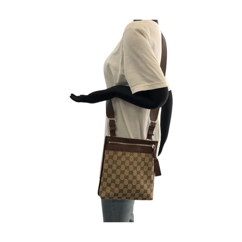 Gucci Beige Brown Silver Hardware GG Canvas 92562 Shoulder Bag Shoulder Women
