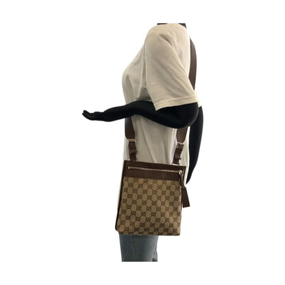 Gucci Beige Brown Silver Hardware GG Canvas 92562 Shoulder Bag Shoulder Women