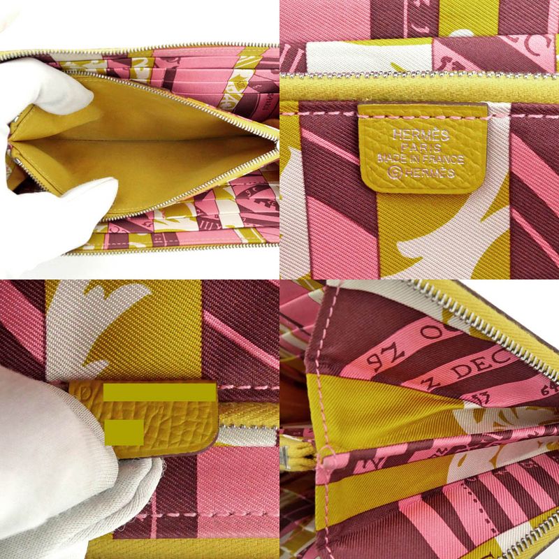 Hermes Azap Long Silk-in Joan Ambre D Engraved Epson Long Wallet