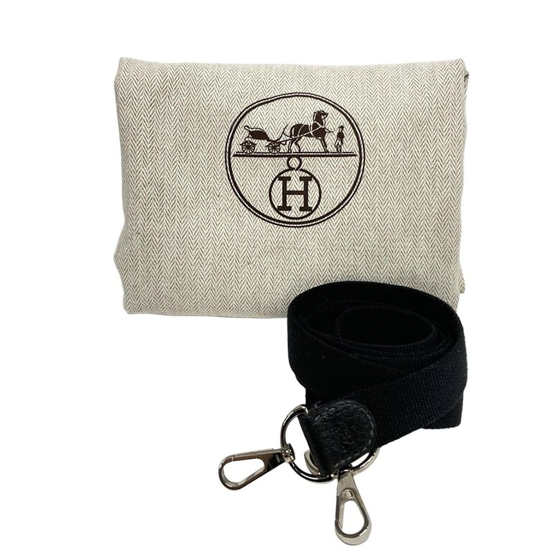 Hermes Garden Party TPM Ivory And Black Silver Hardware Tote Bag