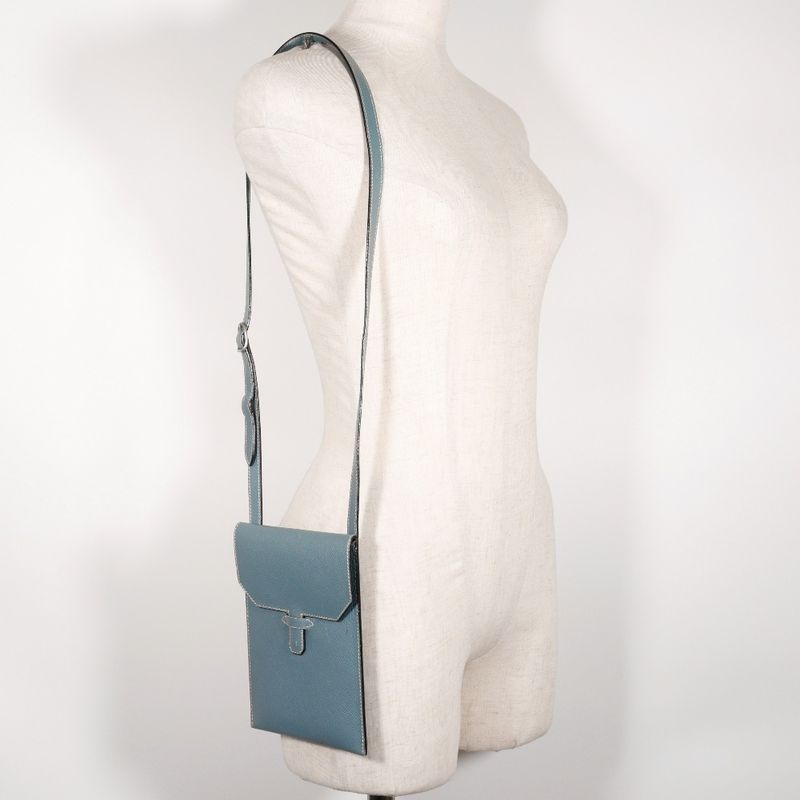Hermes Amelie Courchevel Blue Jean Light Blue □E Ladies Shoulder Bag