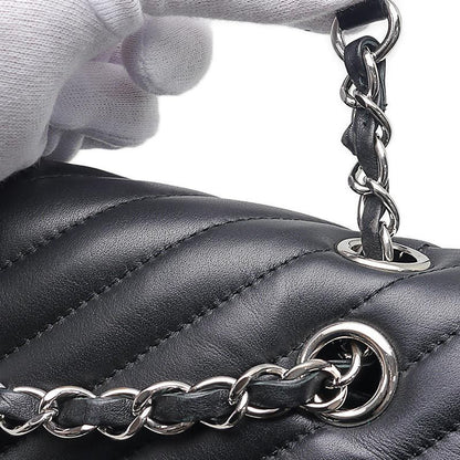 Chanel V-stitched Backpack Lambskin Chain Black