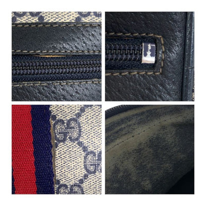 Gucci Sherry Line Old Gucci Navy Gold Hardware Pvc/leather 68 001 3654 Shoulder