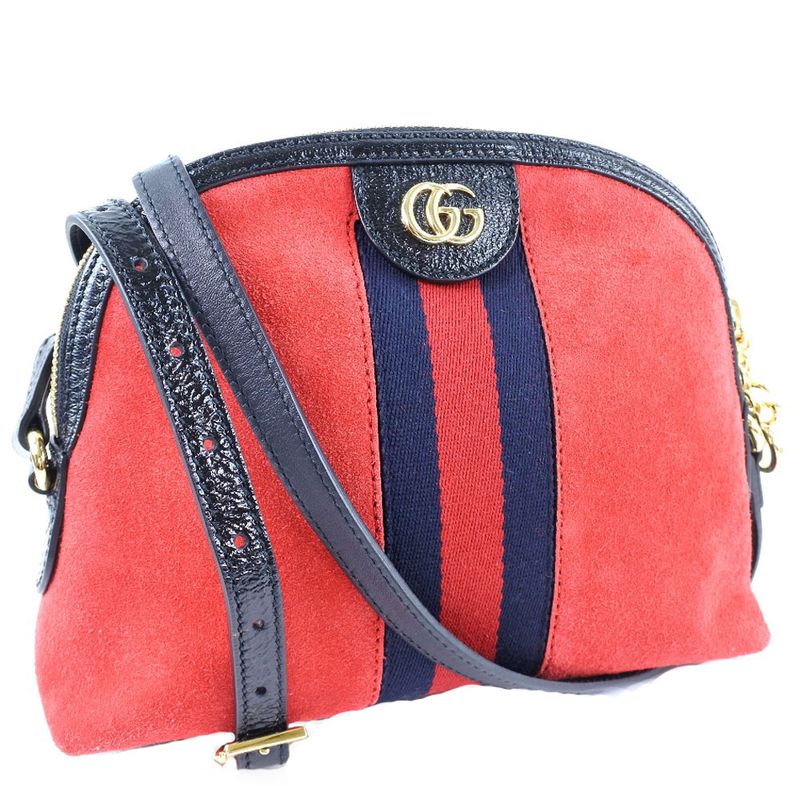 Gucci Ophidia 499621 Suede And Leather Hibisca Scuffed Unisex Shoulder Bag