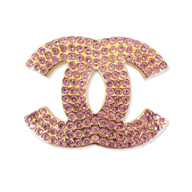 Chanel / Coco Mark / Pink Rhinestone / Brooch / G512-32