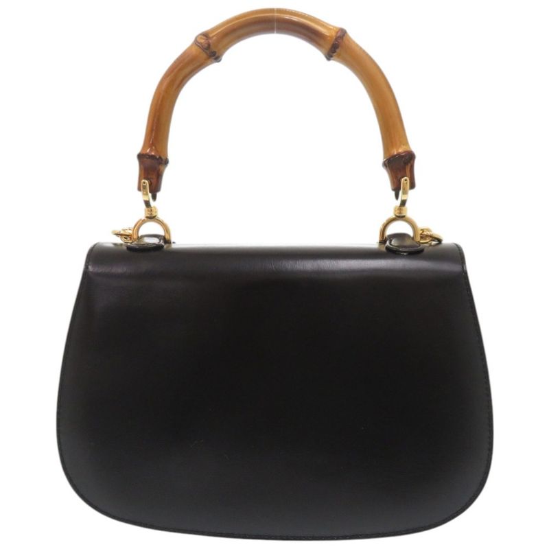 Gucci Bamboo 000 46 0188 Leather Black 2WAY Handbag Shoulder Bag 0257 Gucci
