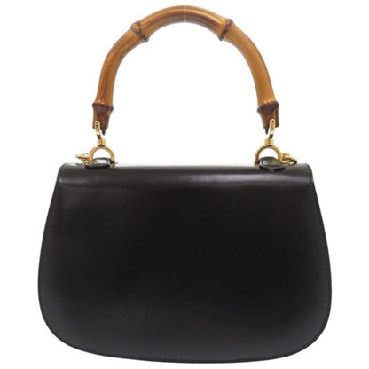 Gucci Bamboo 000 46 0188 Leather Black 2WAY Handbag Shoulder Bag 0257 Gucci
