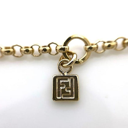 Fendi Long Necklace Gold Orange Multicolor Rare Excellent Condition