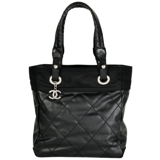 Chanel Paris Biarritz PM Tote Bag Coated Canvas Coco Mark