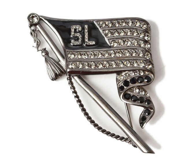 Saint Laurent Pin Brooch Pin Badge Saint Laurent Brooch With Rhinestone Flag