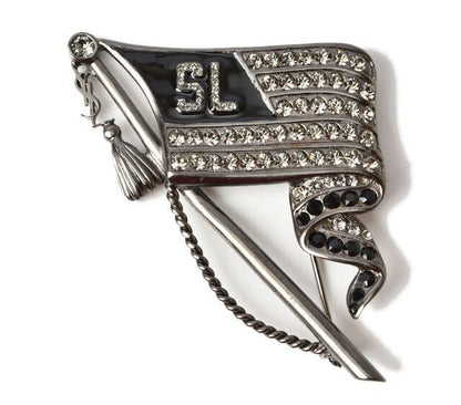 Saint Laurent Pin Brooch Pin Badge Saint Laurent Brooch With Rhinestone Flag