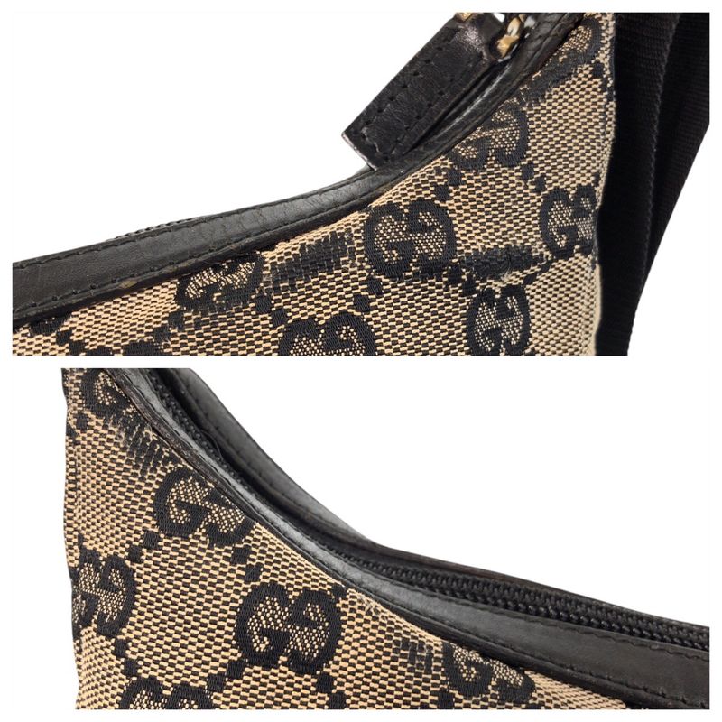 Gucci Beige Black Gold Hardware GG Canvas 019 0433 Shoulder Bag Pochette Women