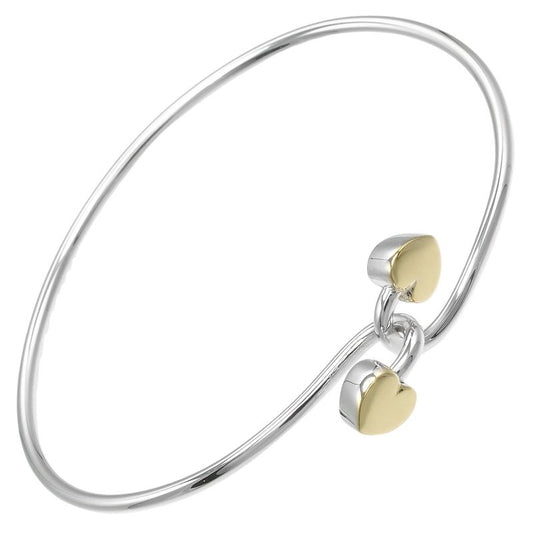 Tiffany & Co Double Heart Silver 925 X 18K Yellow Gold Ladies 8.5g Bracelet