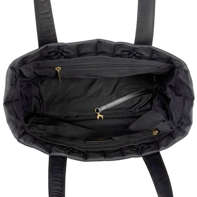 Chanel New Travel Line Mini Tote Bag Black Nylon Jacquard Shoulder Bag