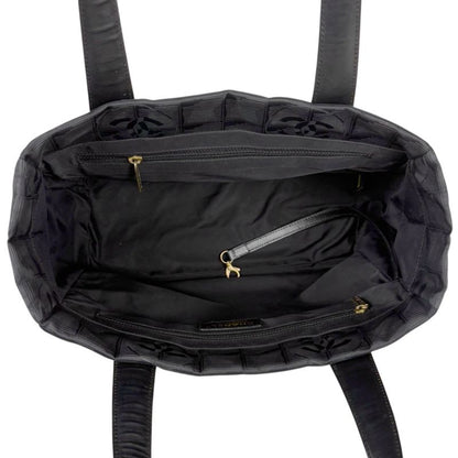 Chanel New Travel Line Mini Tote Bag Black Nylon Jacquard Shoulder Bag