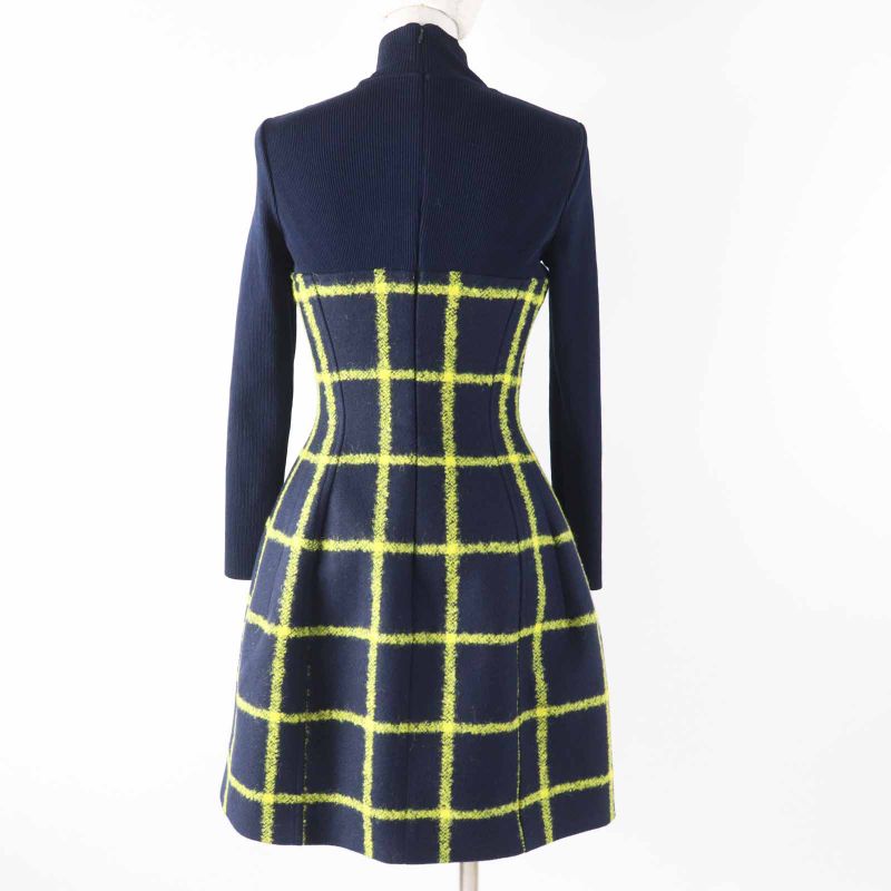 Christian DIOR 5a21617a1161 Wool Mohair Runway Worn Check Flared Knit Dress