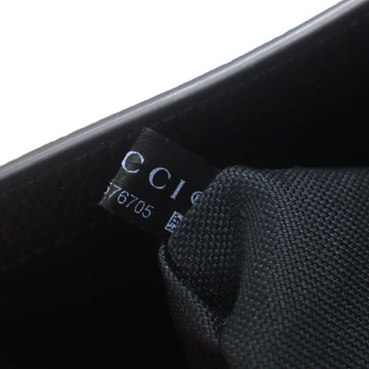 Gucci 816755 Web Stripe Leather Flap Business Case Clutch Bag Black Storage
