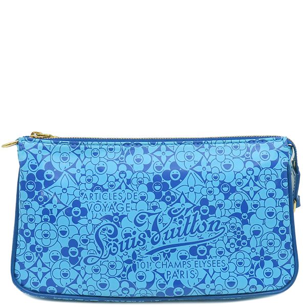 Louis Vuitton Accessory Pouch Pochette Cosmic PVC Blue Gold Hardware Takashi