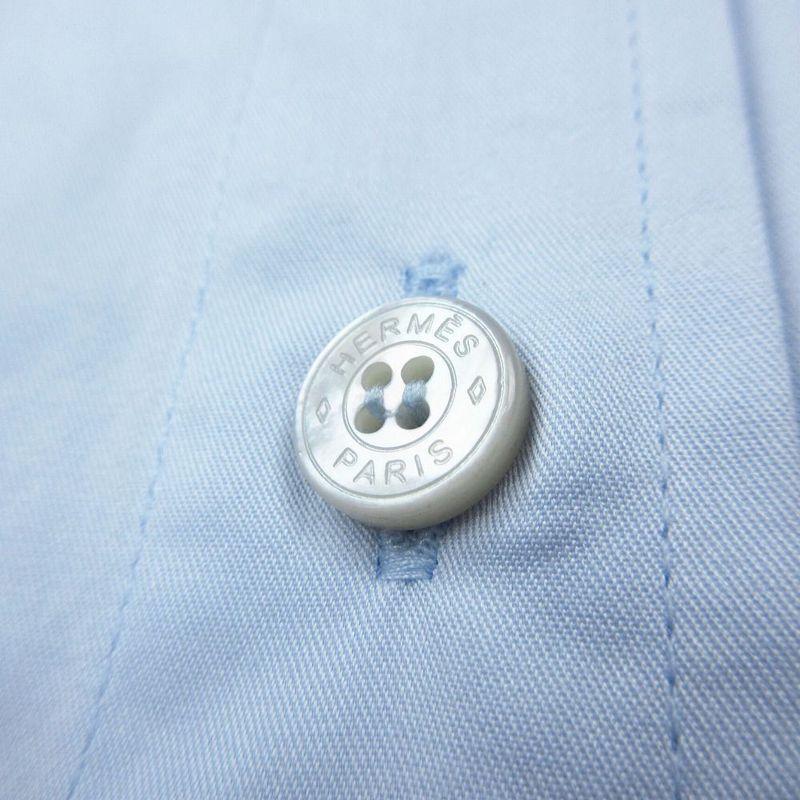 Hermes 21ss Light Fabric Cotton Shirt Coat Outer Light Blue Size S *16-7352