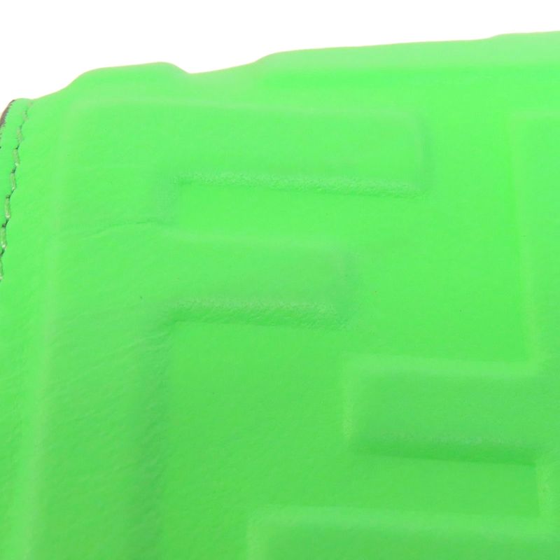 Fendi FF Zucca Pattern 2WAY Handbag Green Calf Women Leather Strap Crossbody