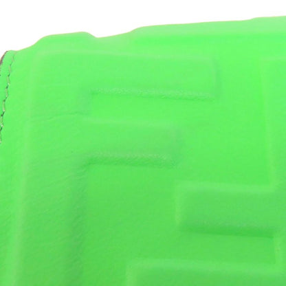 Fendi FF Zucca Pattern 2WAY Handbag Green Calf Women Leather Strap Crossbody