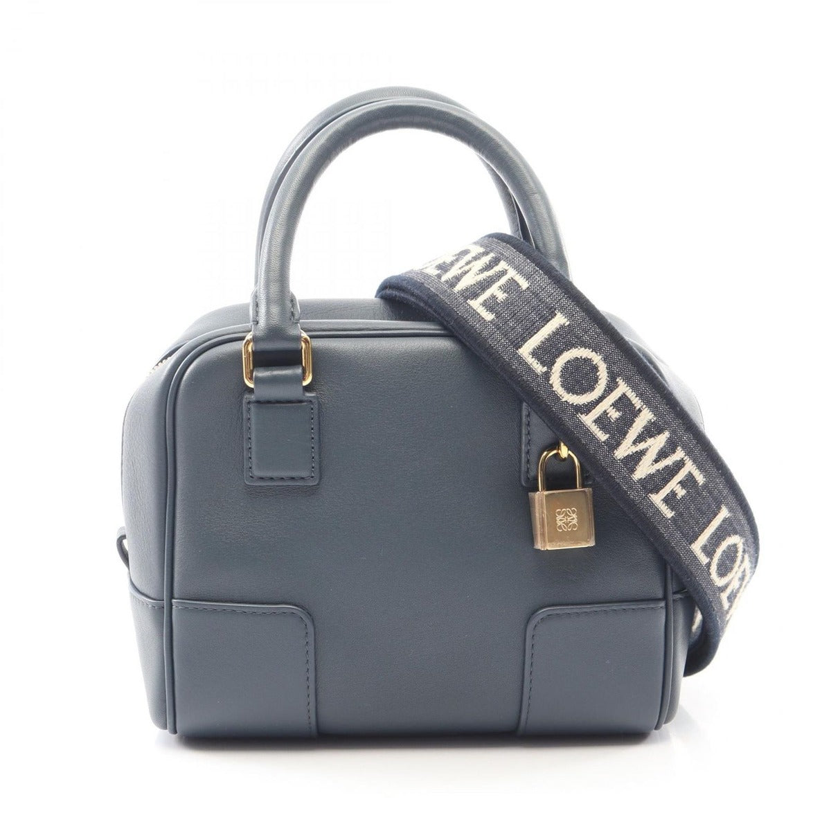 Loewe Handbag Amazona 16 Square Navy Leather