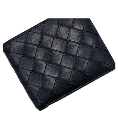 Bottega Veneta Bifold Wallet Intrecciato Leather Black Blue