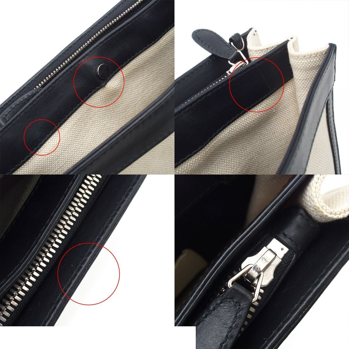 Balenciaga Navy Pochette Natural Black Canvas Leather Shoulder Bag — view 6