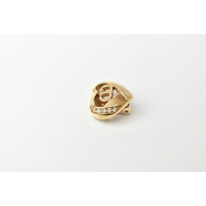 Christian Dior Earrings Vintage Heart Motif Rhinestone — view 4