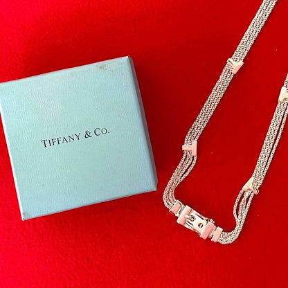 Tiffany & Co T Rope Belt Necklace Silver 925 Pendant Men