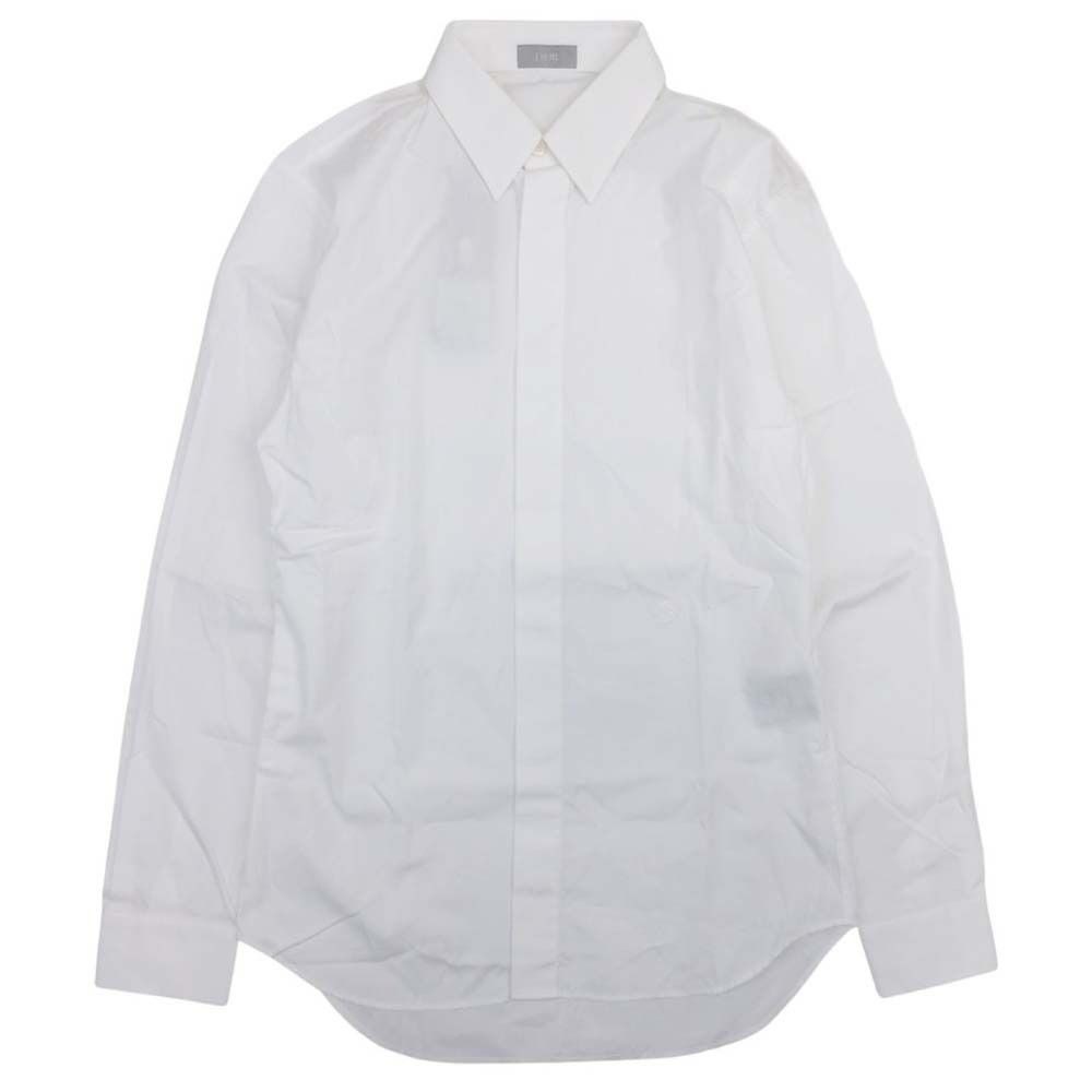 Dior Homme Dress Shirt Logo Embroidery Blouse Top Long Sleeve Fly Front 38 White