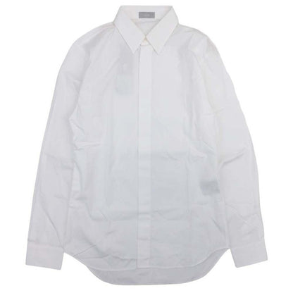 Dior Homme Dress Shirt Logo Embroidery Blouse Top Long Sleeve Fly Front 38 White