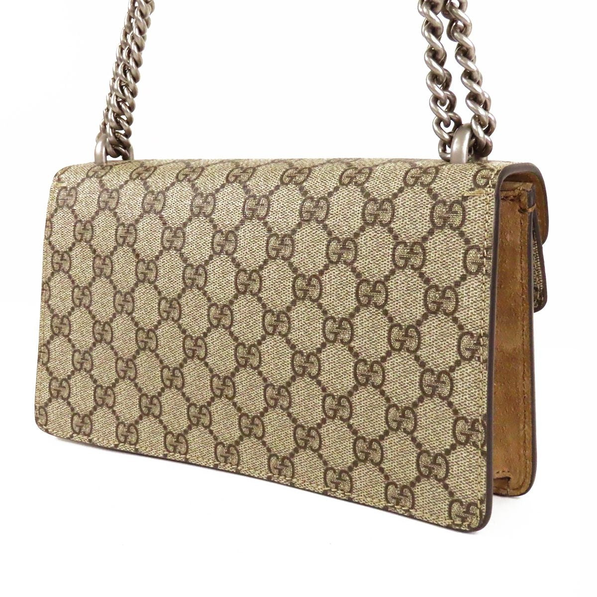 Gucci Shoulder Bag Beige GG Supreme Canvas Suede Dionysus Chain Tiger Head — view 2