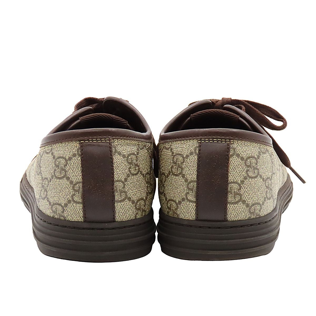 Gucci Low-Top Sneakers Beige Brown GG Supreme Canvas Leather — view 3
