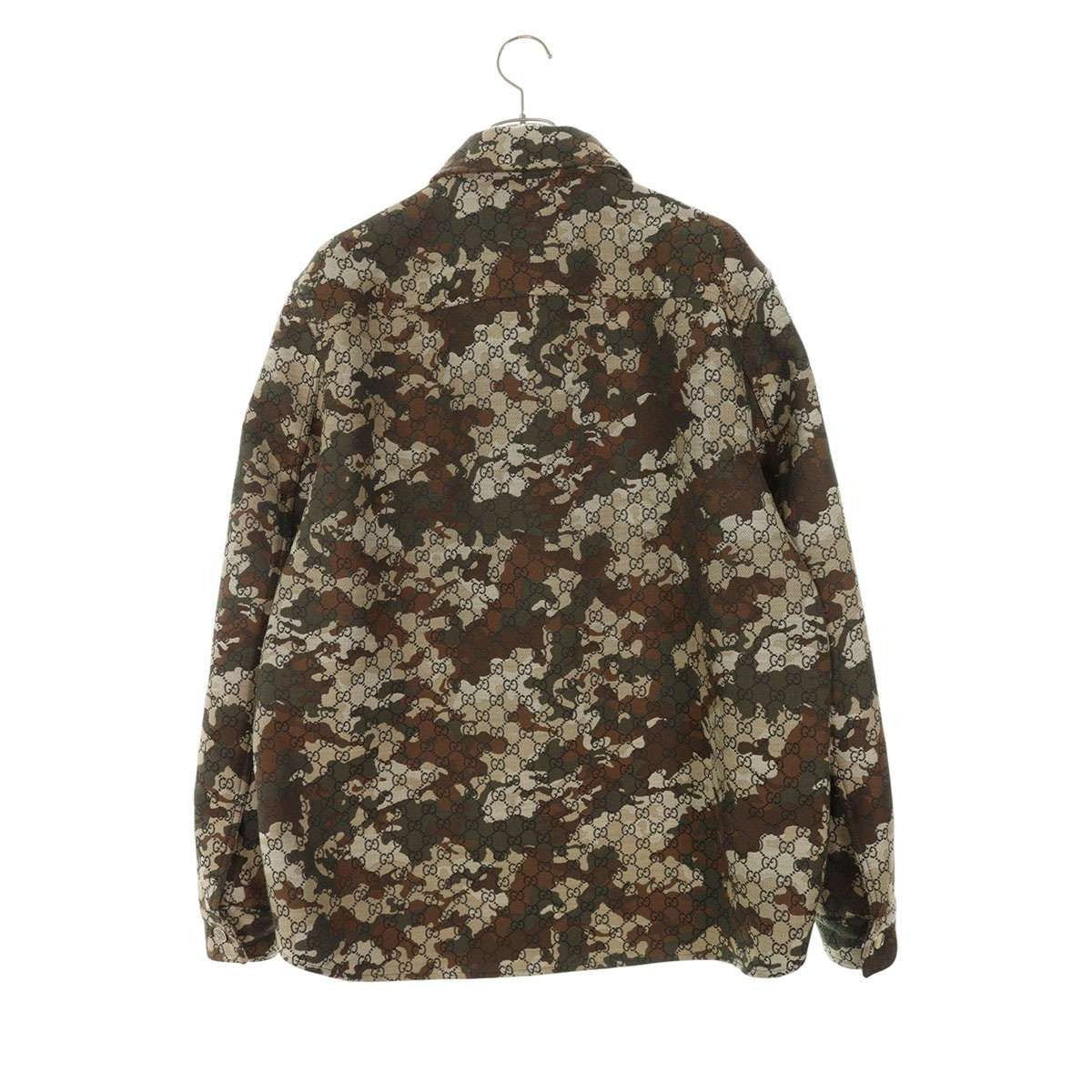 Gucci GG Marble Jacquard Denim Shirt Jacket 50 Khaki Tone — view 2