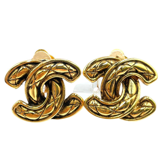 Chanel CC Logo Gold Plated Earrings