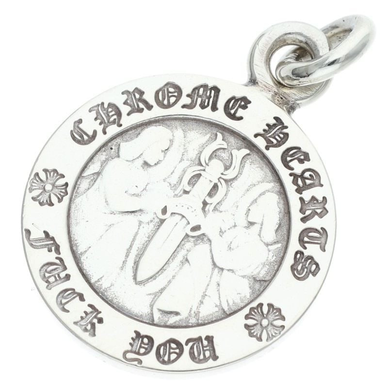 Chrome Hearts Chrm Angl Mdl Angel Medal Charm V1 Silver Necklace Top