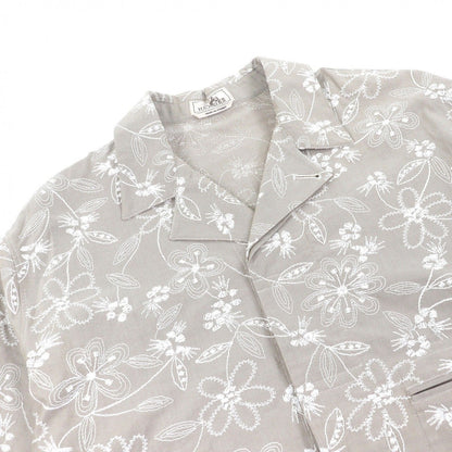 Hermes Fleurs Technique Open Collar Floral Pattern Embroidery Top — view 2