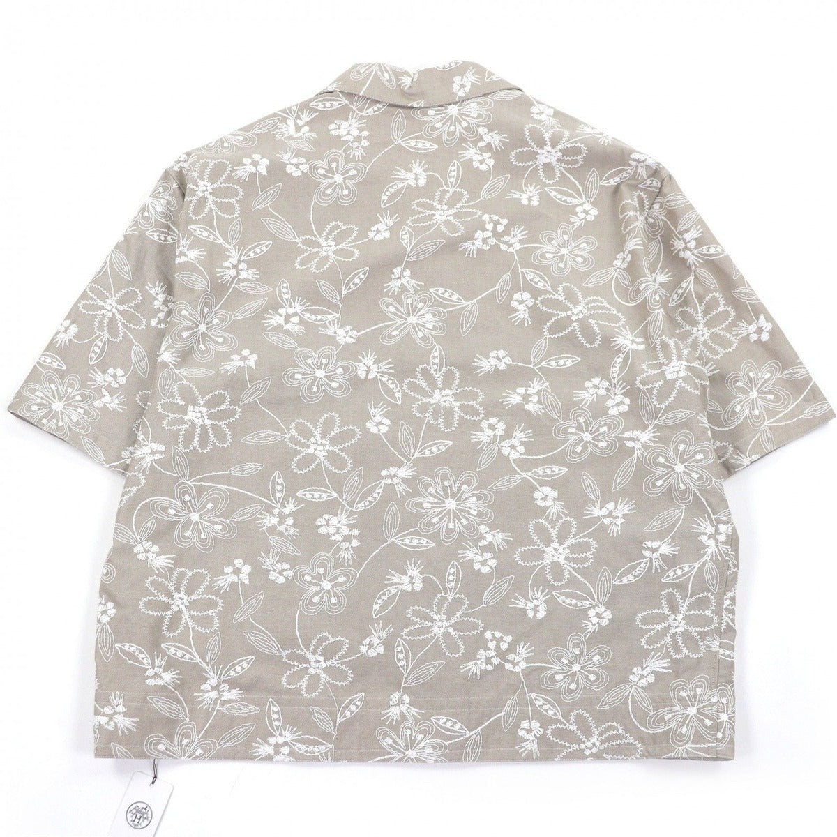Hermes Fleurs Technique Open Collar Floral Pattern Embroidery Top — view 3